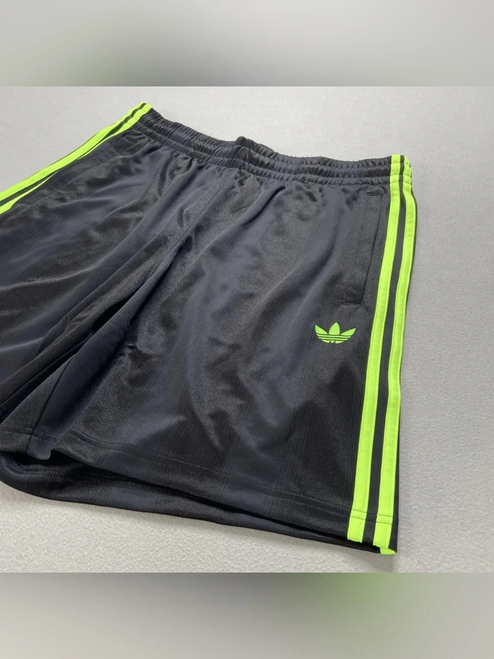 adidas Black Shorts with Neon Green Center Stripes adicolor jacquard JW5929